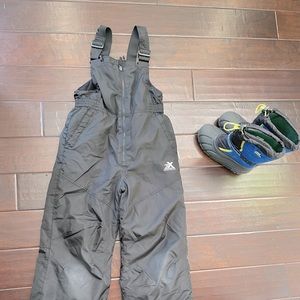 Snow pants and boots bundle